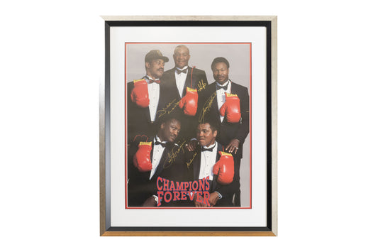 Champions Forever Signed Photo - Joe Fraizer, Muhammad Ali, Ken Norton, George Foreman & Larry Holmes