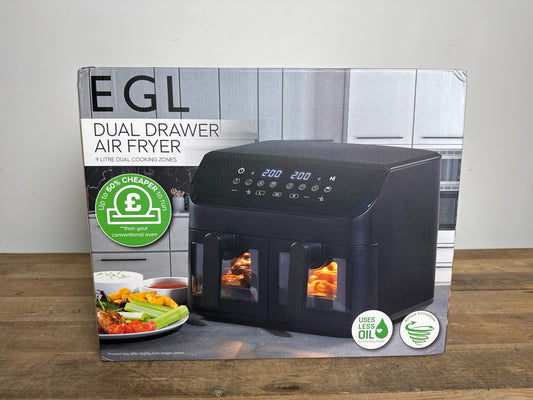 EGL 9L Dual Drawer Air Fryer - Black