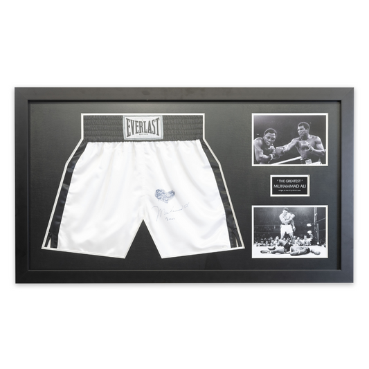 Muhammad Ali Signed Shorts with Love Heart
